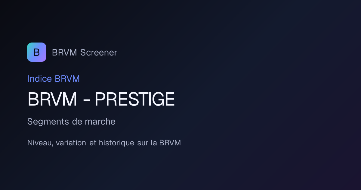 Indice BRVM Prestige : cours, performance et historique · BRVM Screener